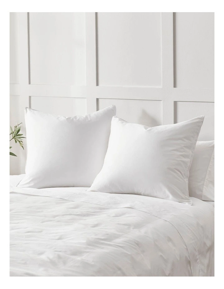 400TC Premium Cotton Sateen Piped European Pillowcase Twin Pack in White image 1