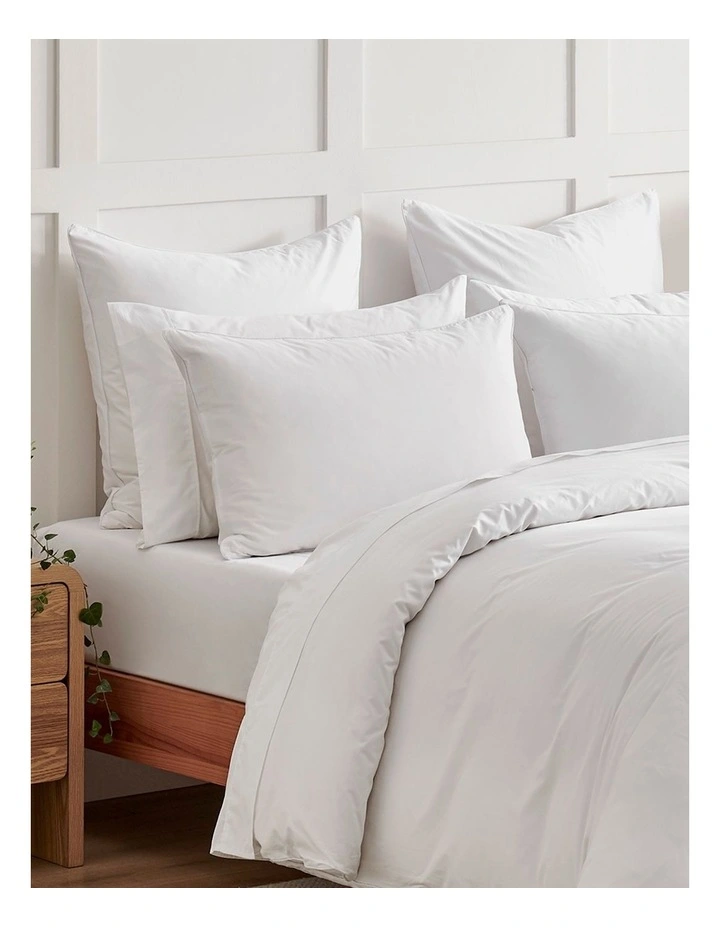 400TC Premium Cotton Sateen Piped European Pillowcase Twin Pack in White image 5