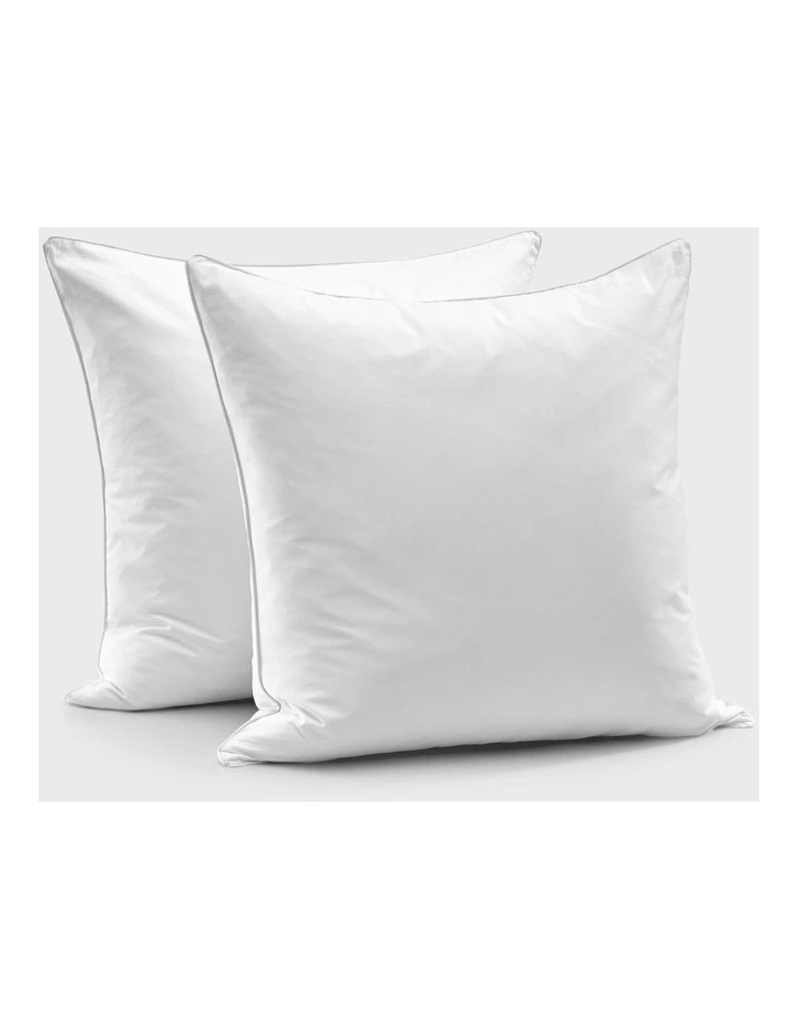 400TC Premium Cotton Sateen Piped European Pillowcase Twin Pack in White image 6