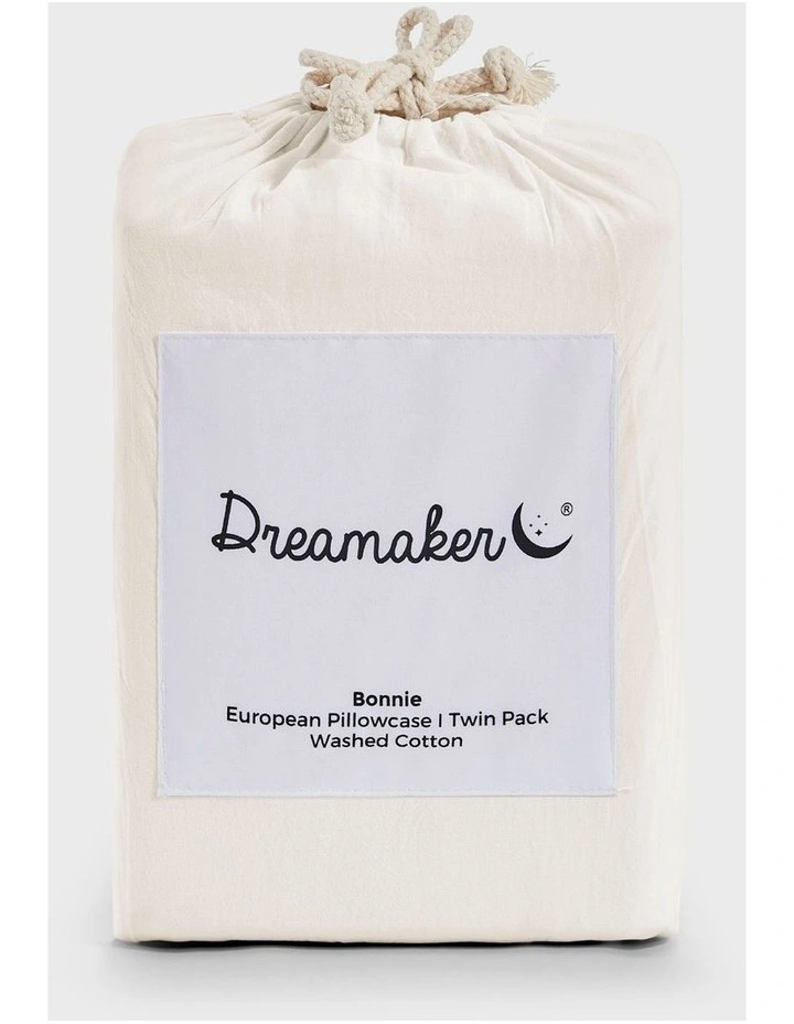 Bonnie Washed Cotton European Pillowcase with Bows Twin Pack in White image 7