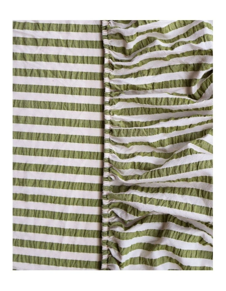 Pistachio Seersucker Flat Sheet in Green image 1