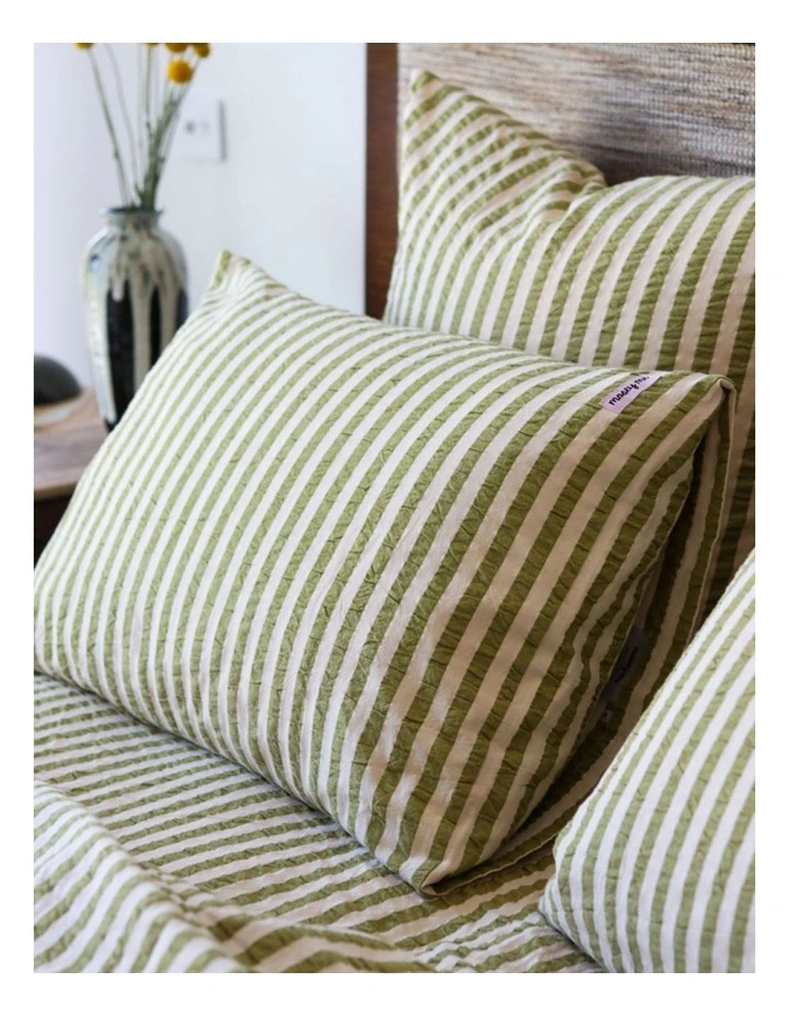 Pistachio Seersucker Quilt Cover in Green image 4