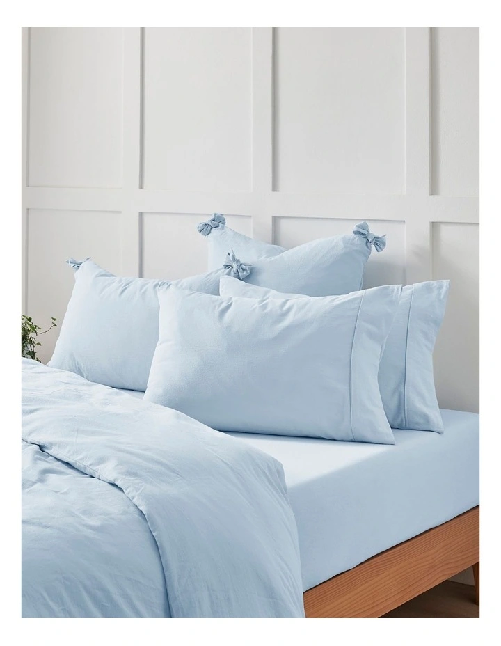 Bonnie Washed Cotton Fitted Sheet Set in Sky image 6