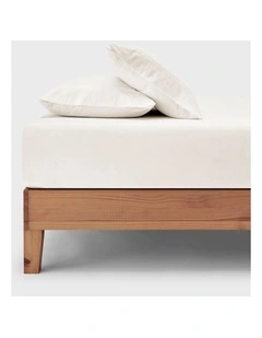 Dreamaker Bonnie Washed Cotton Fitted Sheet Set in White