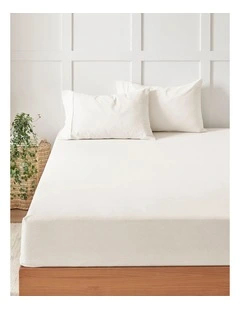 Bonnie Washed Cotton Fitted Sheet Set in White