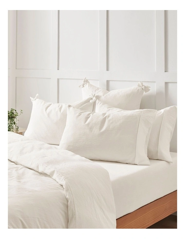 Bonnie Washed Cotton Fitted Sheet Set in White image 6