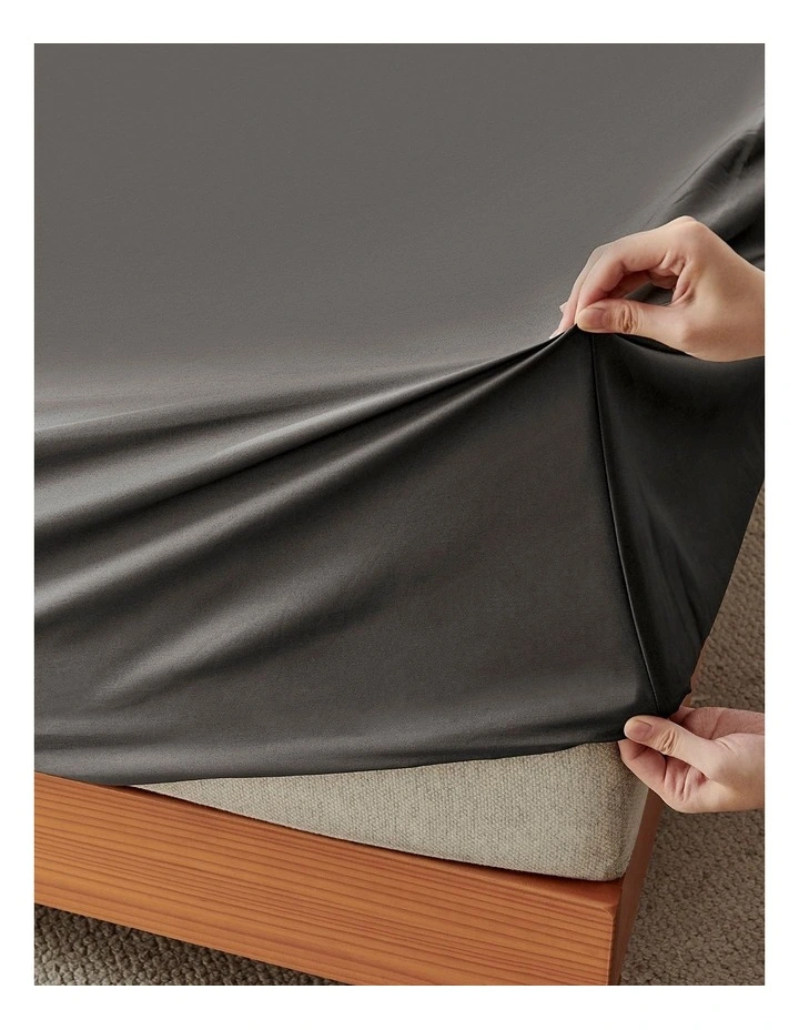 400 Thread Count Premium Cotton Sateen Sheet Set in Charcoal image 2