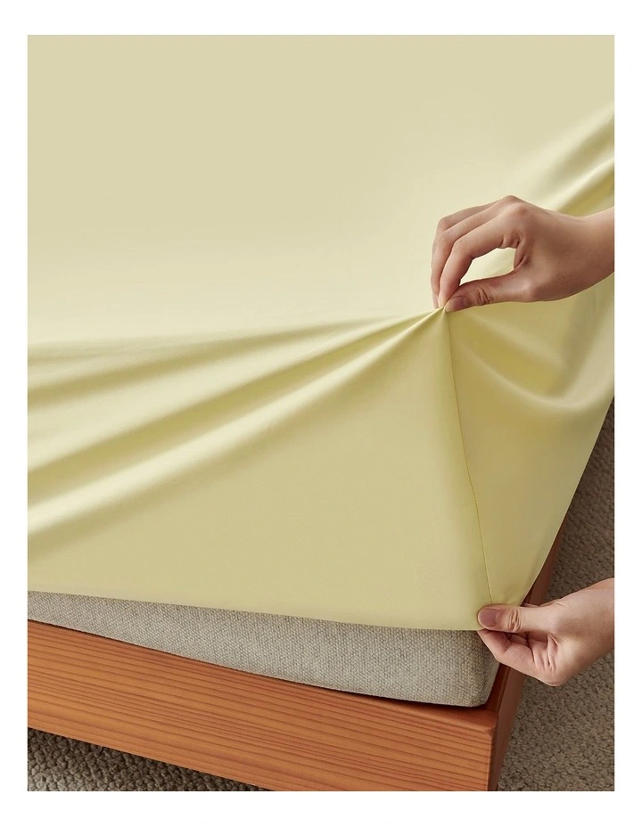 400 Thread Count Premium Cotton Sateen Fitted Sheet Set in Citron image 2