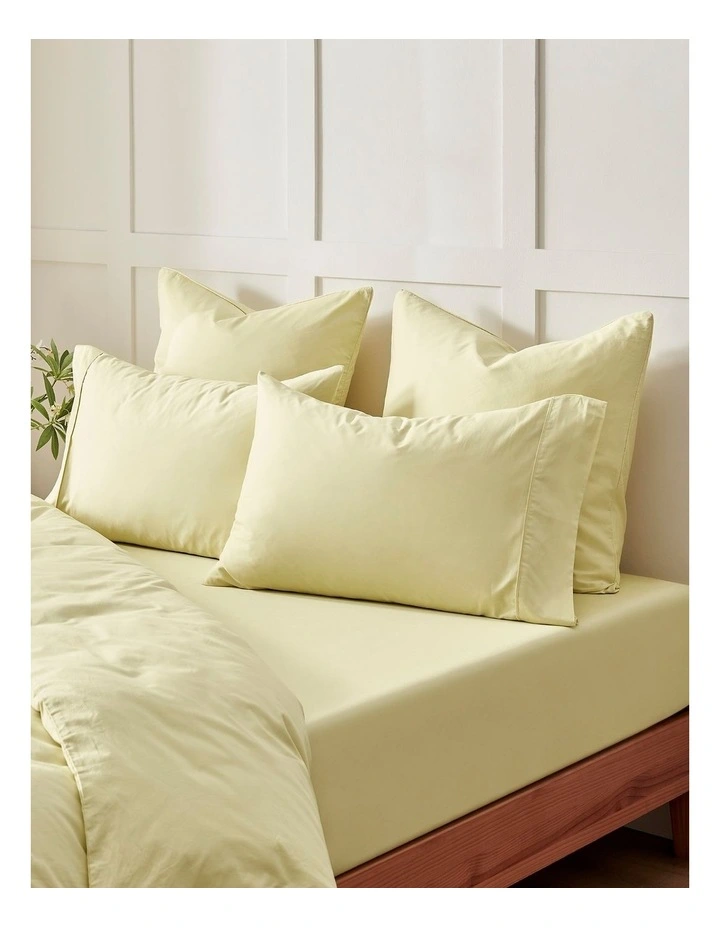 400 Thread Count Premium Cotton Sateen Fitted Sheet Set in Citron image 6