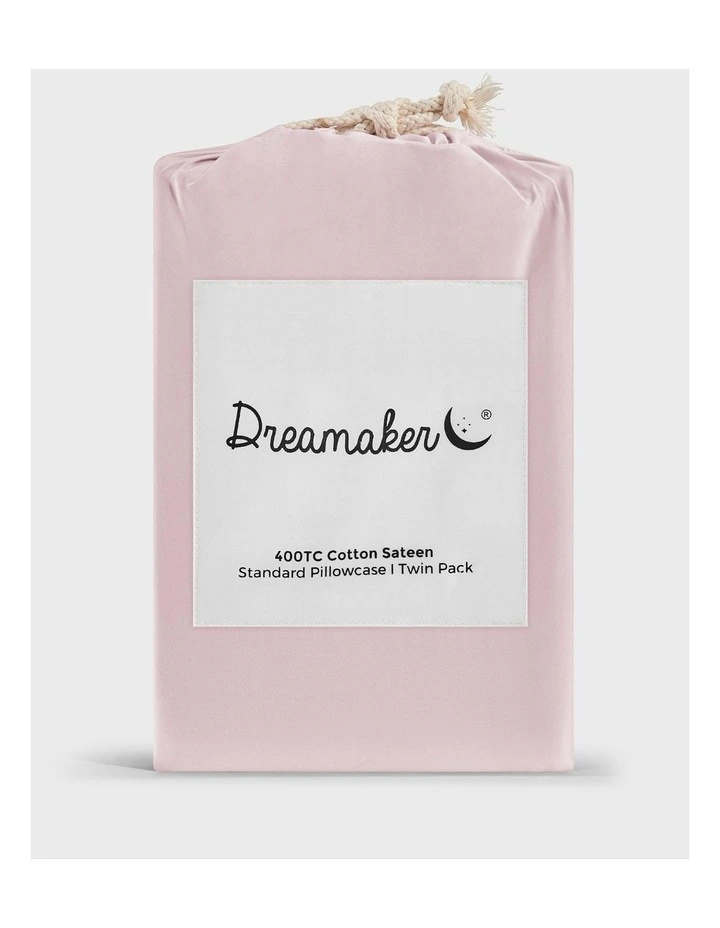 400 Thread Count Premium Cotton Sateen Standard Pillowcase Set of 2 in Petal image 6