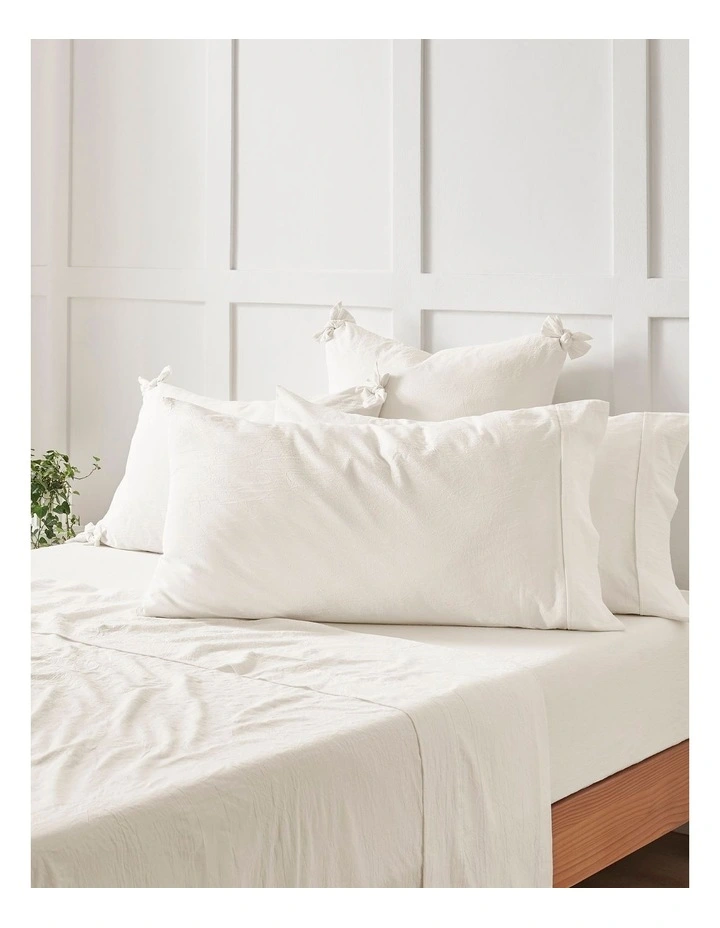 Bonnie Washed Cotton King Pillowcase Pack of 2 in White image 1