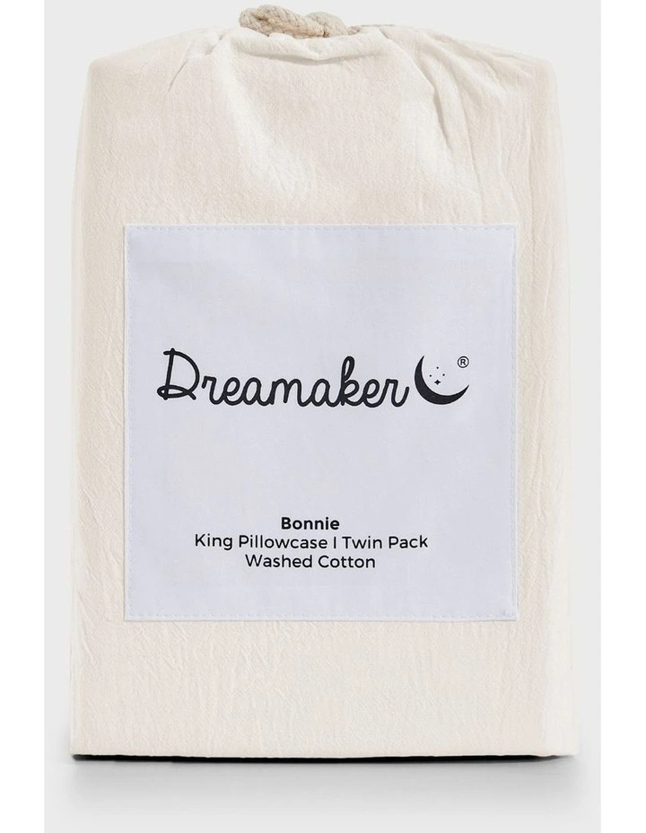 Bonnie Washed Cotton King Pillowcase Pack of 2 in White image 5