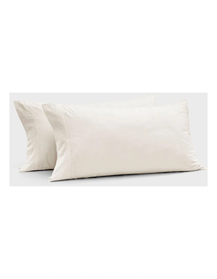 Bonnie Washed Cotton King Pillowcase Pack of 2 in White image 6