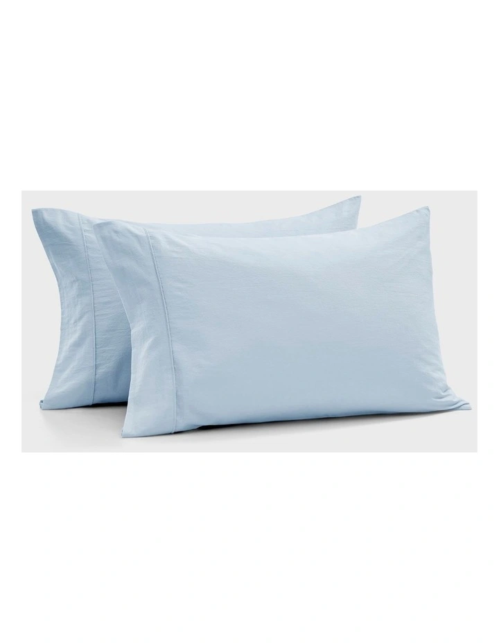 Bonnie Washed Cotton Standard Pillowcase Pack of 2 in Sky image 6