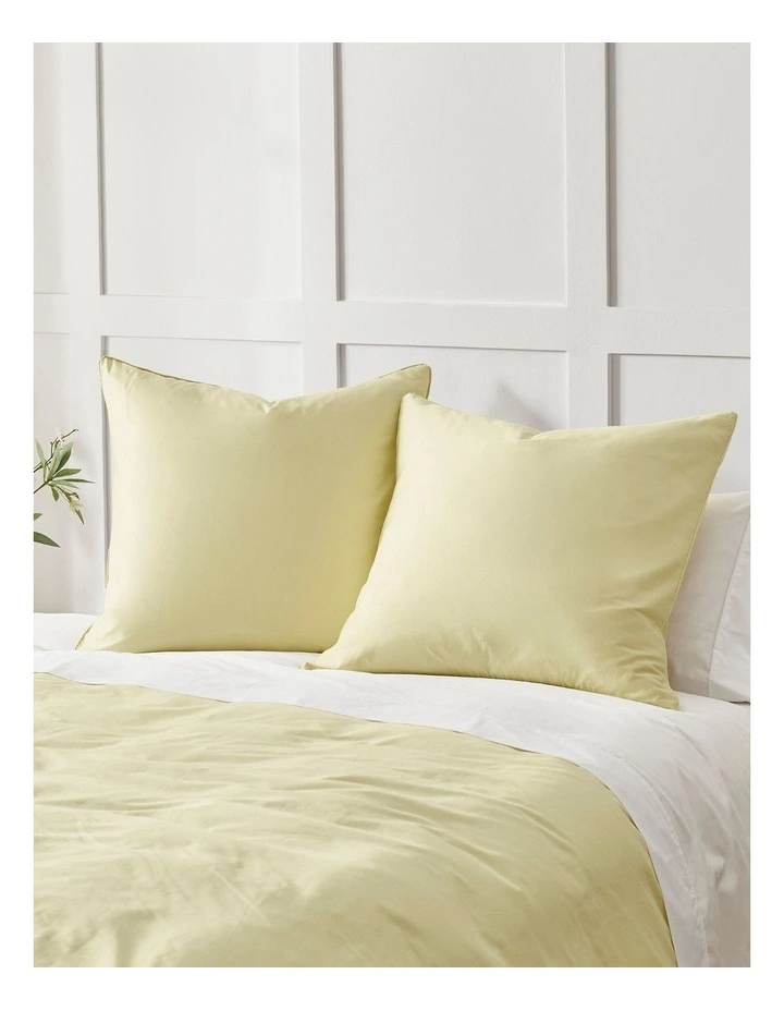 400 Thread Count Premium Cotton Sateen Piped European Pillowcase Pack of 2 in Citron image 1