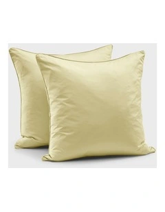 400 Thread Count Premium Cotton Sateen Piped European Pillowcase Pack of 2 in Citron