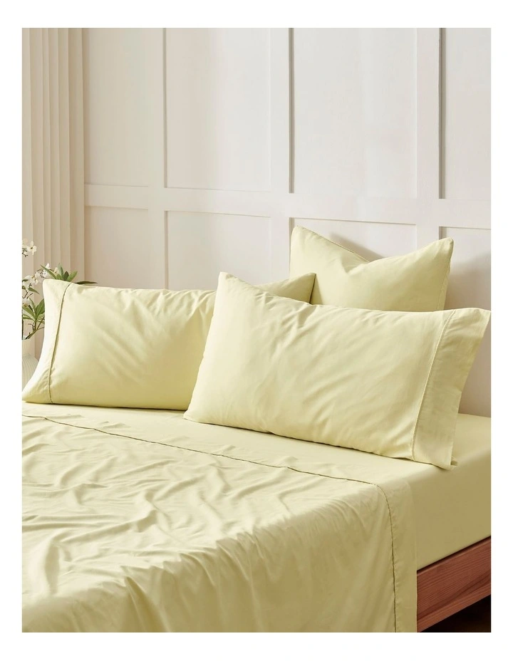 400 Thread Count Premium Cotton Sateen Piped European Pillowcase Pack of 2 in Citron image 4
