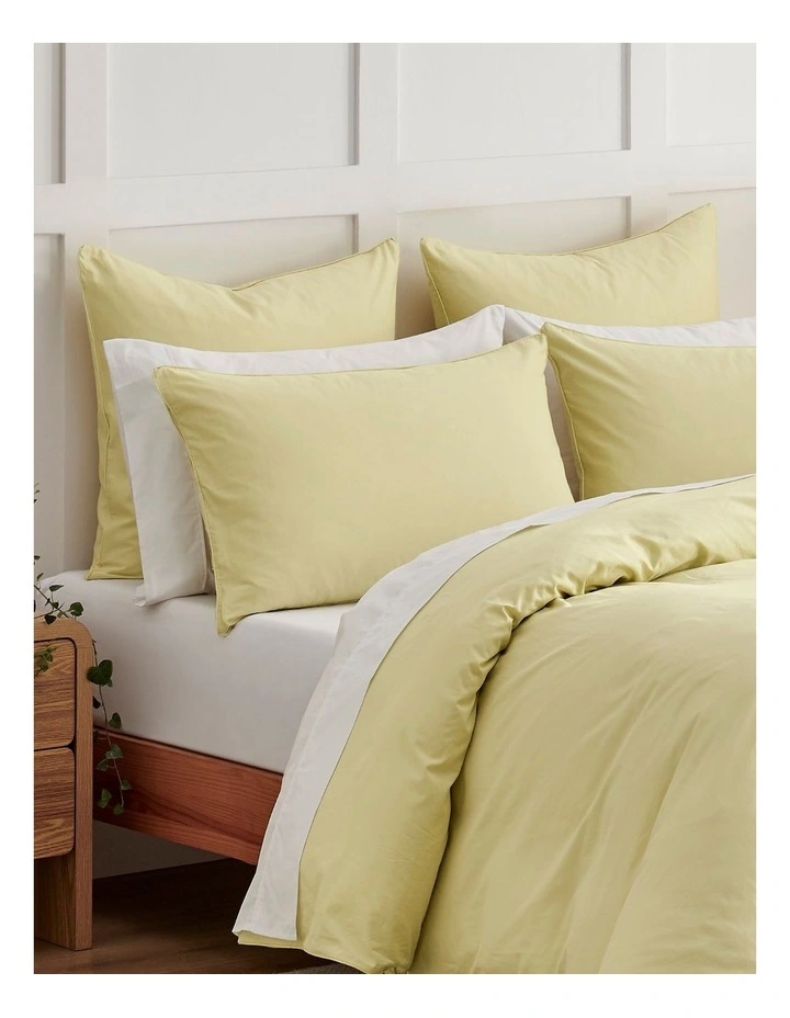 400 Thread Count Premium Cotton Sateen Piped European Pillowcase Pack of 2 in Citron image 5