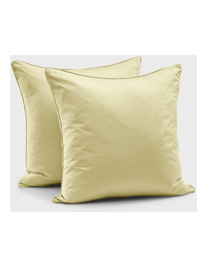 400 Thread Count Premium Cotton Sateen Piped European Pillowcase Pack of 2 in Citron image 6