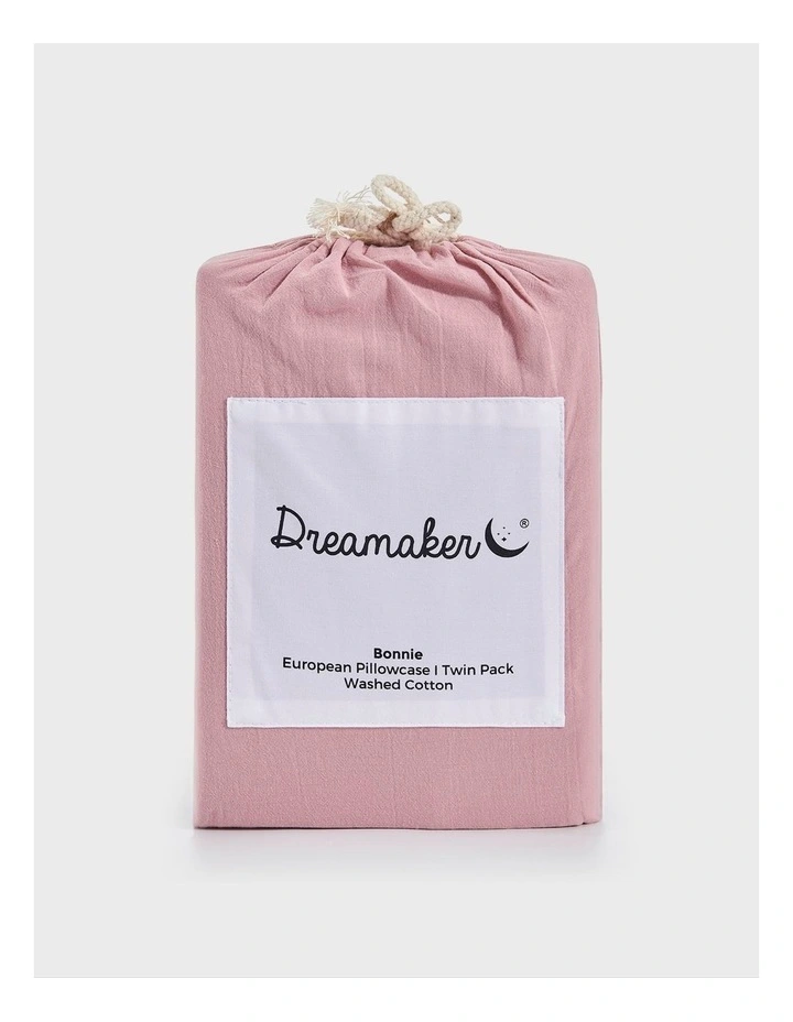 Bonnie Washed Cotton European Pillowcase with Bows Pack of 2 in Pink Pearl image 7
