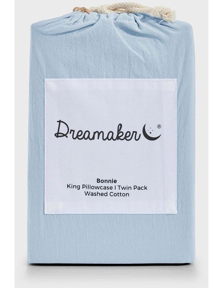 Bonnie Washed Cotton King Pillowcase Pack of 2 in Sky image 5