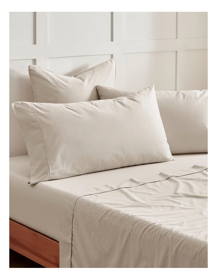 400 Thread Count Premium Cotton Sateen King Pillowcase Pack of 2 in Oatmeal image 1