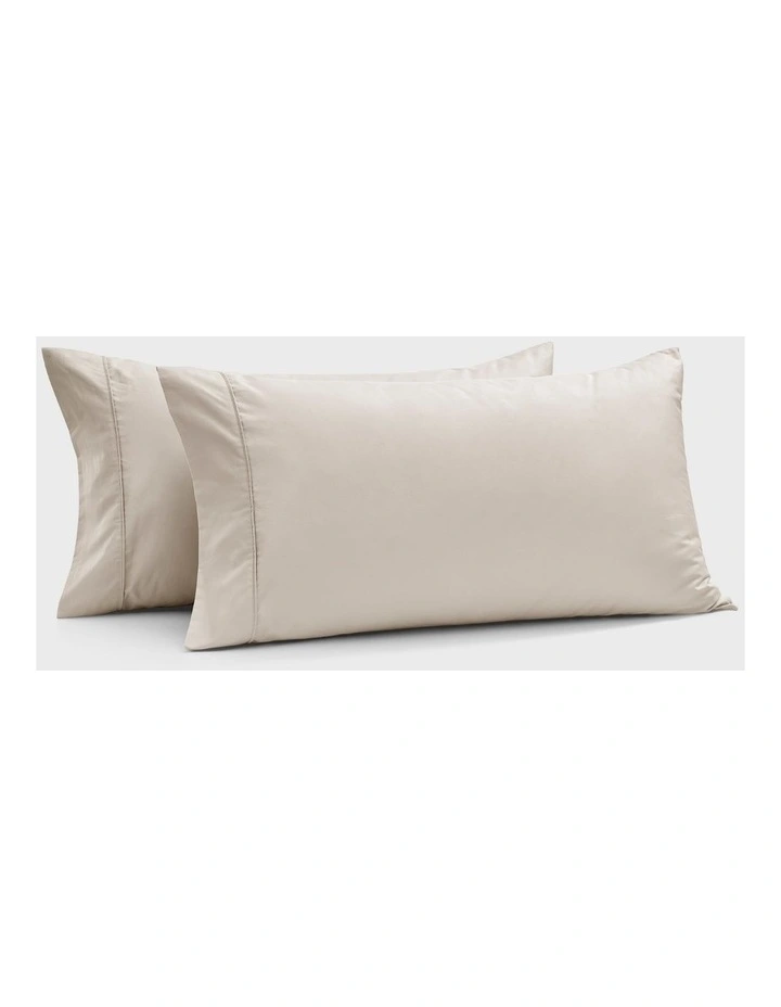 400 Thread Count Premium Cotton Sateen King Pillowcase Pack of 2 in Oatmeal image 5