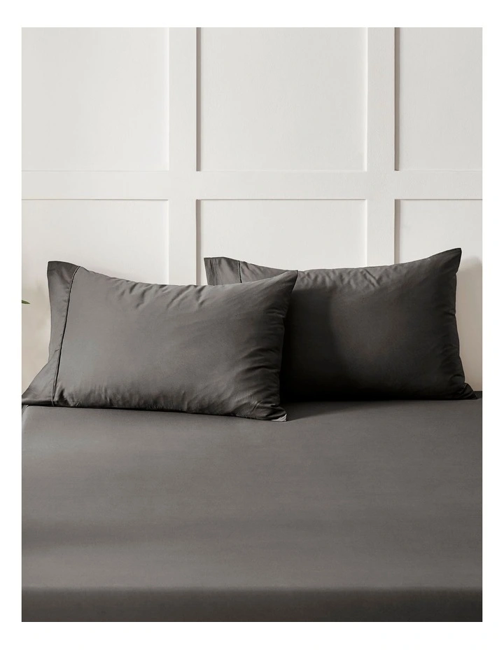 400 Thread Count Premium Cotton Sateen Standard Pillowcase Pack of 2 in Charcoal image 1