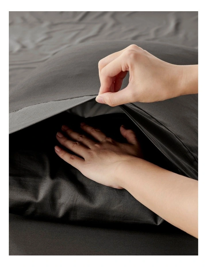 400 Thread Count Premium Cotton Sateen Standard Pillowcase Pack of 2 in Charcoal image 2