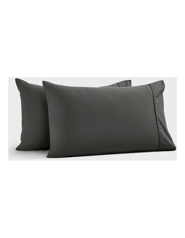 400 Thread Count Premium Cotton Sateen Standard Pillowcase Pack of 2 in Charcoal image 7