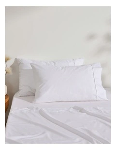 Dreamaker 250TC Cotton & Recycled Polyester Blend Standard Pillowcase Twin Pack in White