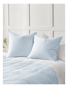400 Thread Count Premium Cotton Sateen Piped European Pillowcase Pack of 2 in Sky
