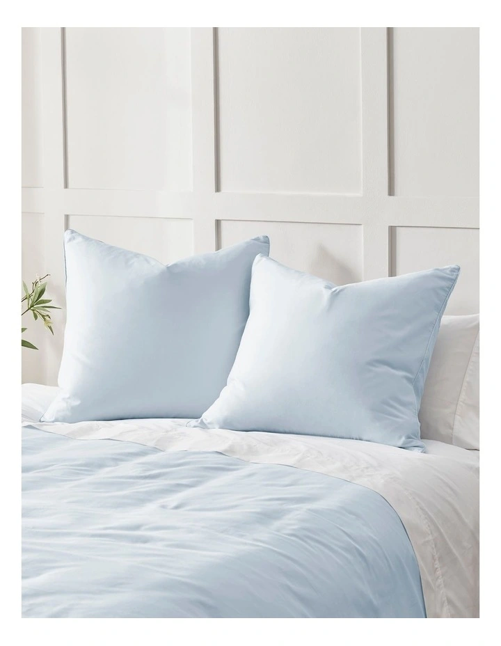 400 Thread Count Premium Cotton Sateen Piped European Pillowcase Pack of 2 in Sky image 1