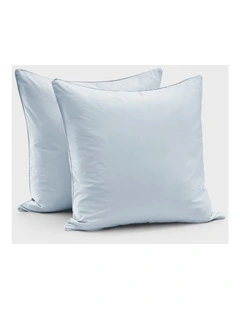 400 Thread Count Premium Cotton Sateen Piped European Pillowcase Pack of 2 in Sky