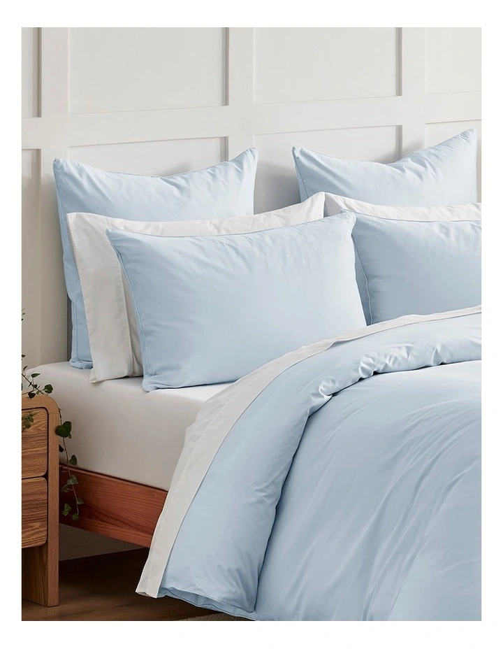 400 Thread Count Premium Cotton Sateen Piped European Pillowcase Pack of 2 in Sky image 5