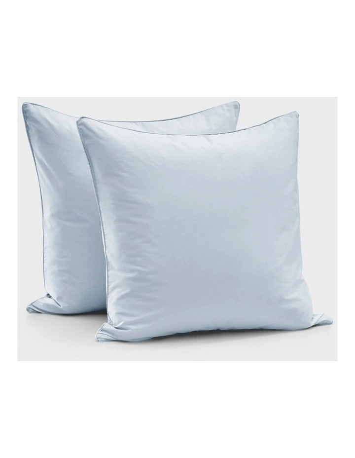 400 Thread Count Premium Cotton Sateen Piped European Pillowcase Pack of 2 in Sky image 6