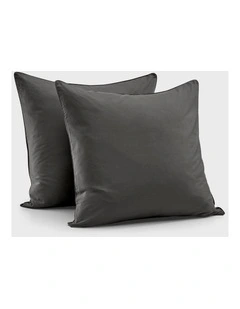 400 Thread Count Premium Cotton Sateen Piped European Pillowcase Pack of 2 in Charcoal