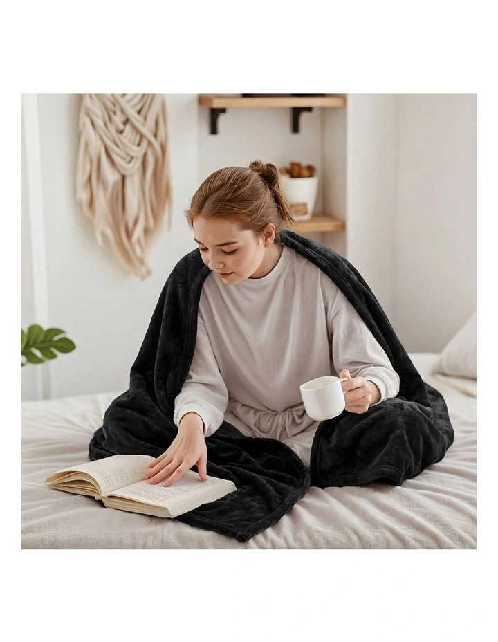 Bedra Electric Throw Rug Washable Heated Blanket Flannel Fleece Winter Warm Grey image 7