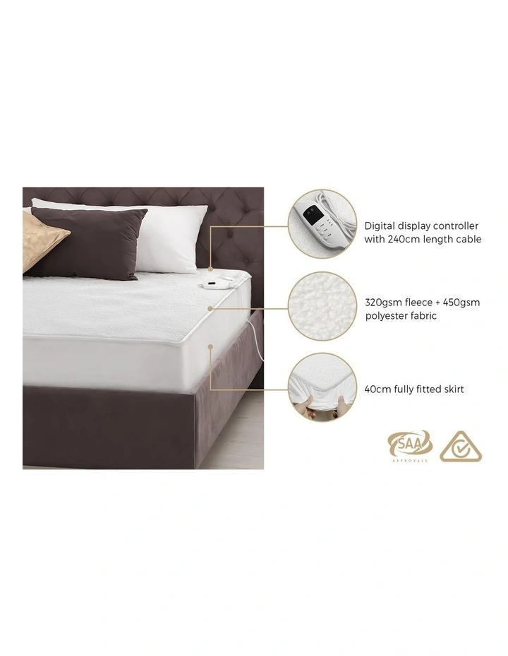 Bedra Electric Blanket Washable Fleece Heated Fully Fitted Winter Pad Double image 4