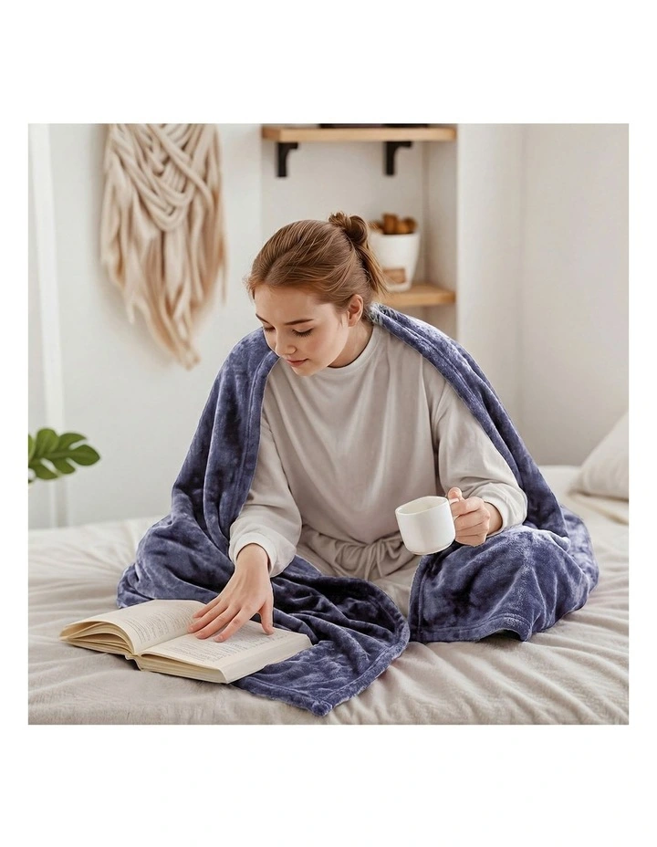 Bedra Electric Throw Rug Washable Heated Blanket Flannel Winter Warm Purple image 7
