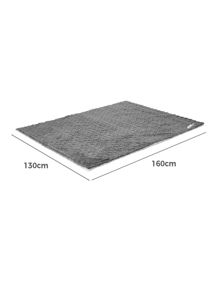 Bedra Electric Throw Rug Dual Side Heated Blanket Flannel&Sherpa Square Pattern Grey image 3