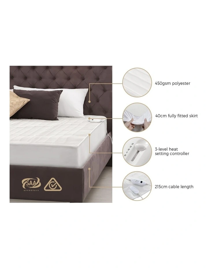 Bedra Electric Blanket Fully Fitted Polyester Heated Underlay Washable Single image 4