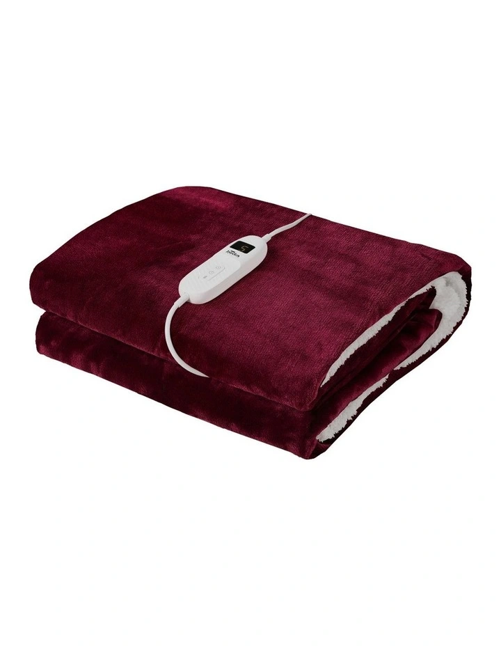 Bedra Electric Throw Rug Dual Side Heated Blanket Flannel&Sherpa Burgundy image 1