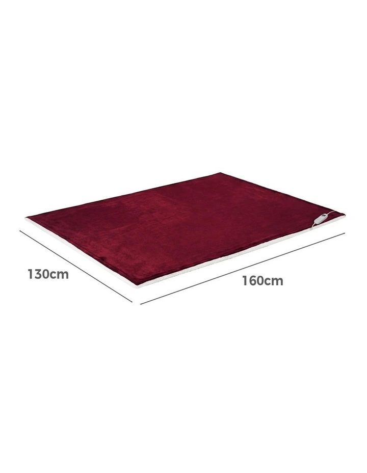 Bedra Electric Throw Rug Dual Side Heated Blanket Flannel&Sherpa Burgundy image 3