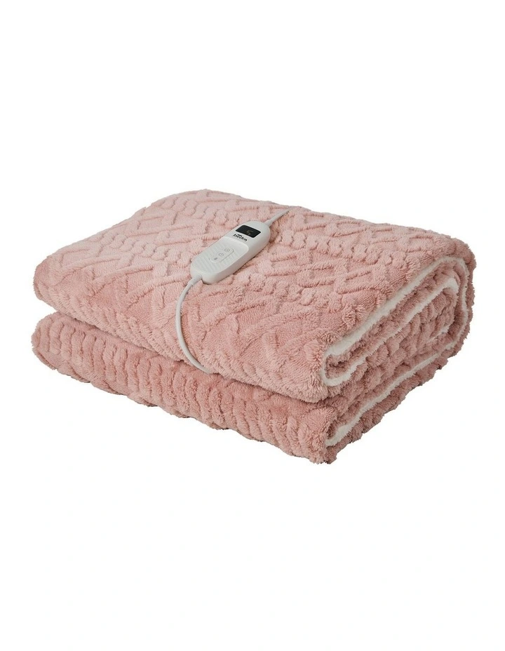 Bedra Electric Throw Rug Dual Side Heated Blanket Flannel&Sherpa 3D Square Pink image 1