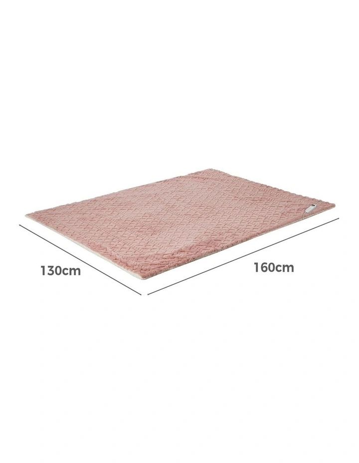 Bedra Electric Throw Rug Dual Side Heated Blanket Flannel&Sherpa 3D Square Pink image 3