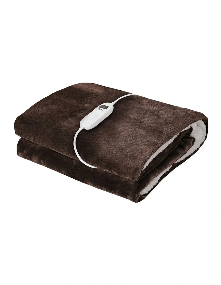 Bedra Electric Throw Rug Dual Side Heated Blanket Flannel&Sherpa Brown image 1