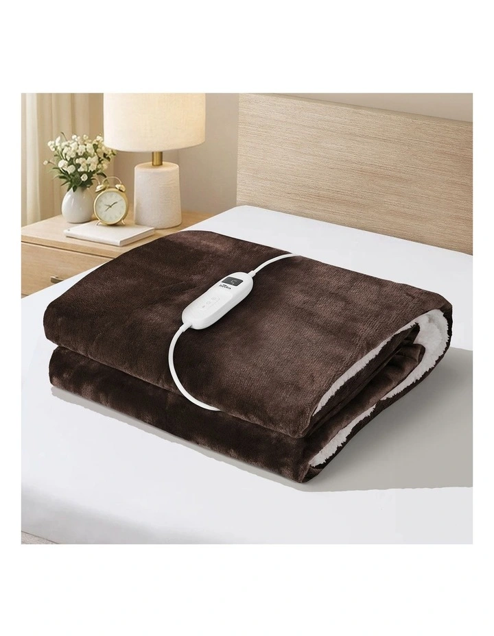 Bedra Electric Throw Rug Dual Side Heated Blanket Flannel&Sherpa Brown image 2