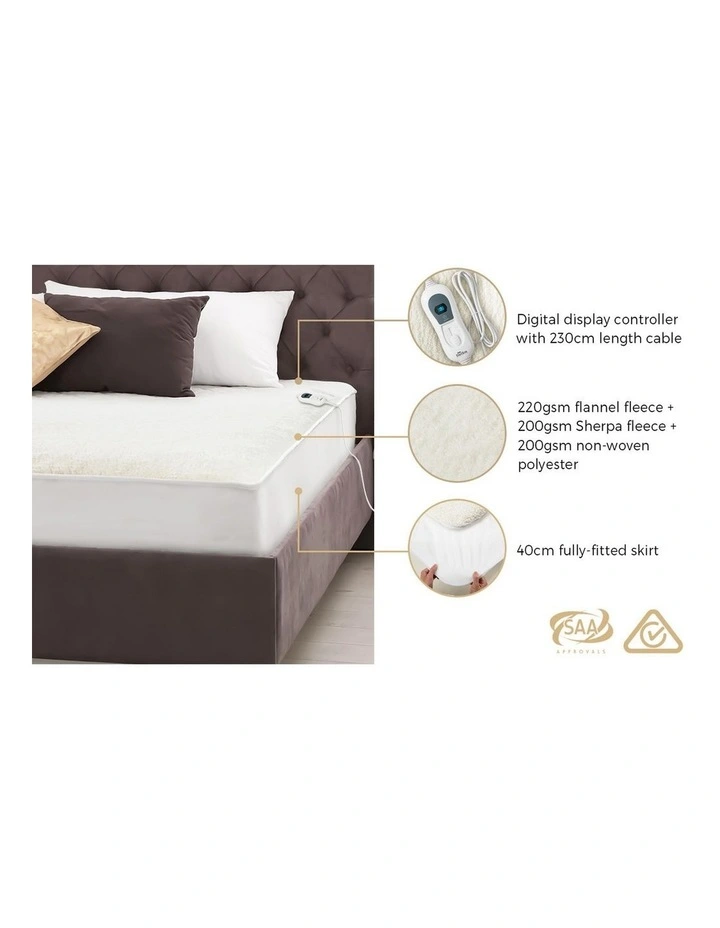 Bedra Electric Heated Blanket Fully Fitted Fleece Underlay Winter Pad King Single image 4
