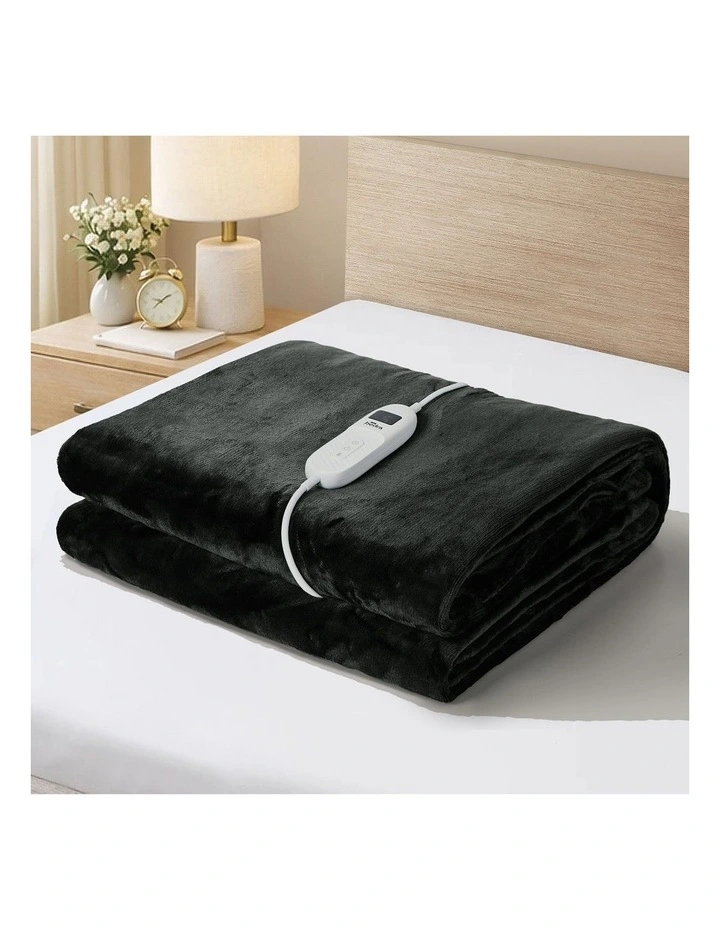 Bedra Electric Throw Rug Washable Heated Blanket Flannel Winter Warm Charcoal image 2